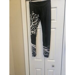 Noli Yoga Leggings Womens Small Black White Tree Graphic Print Activewear USA